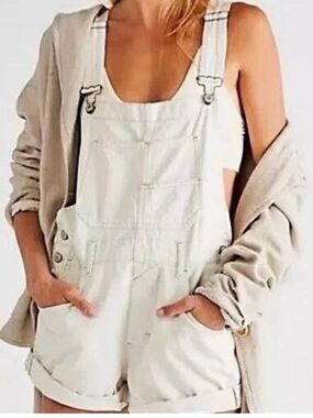 We the Free Ziggy shortalls white denim size medium